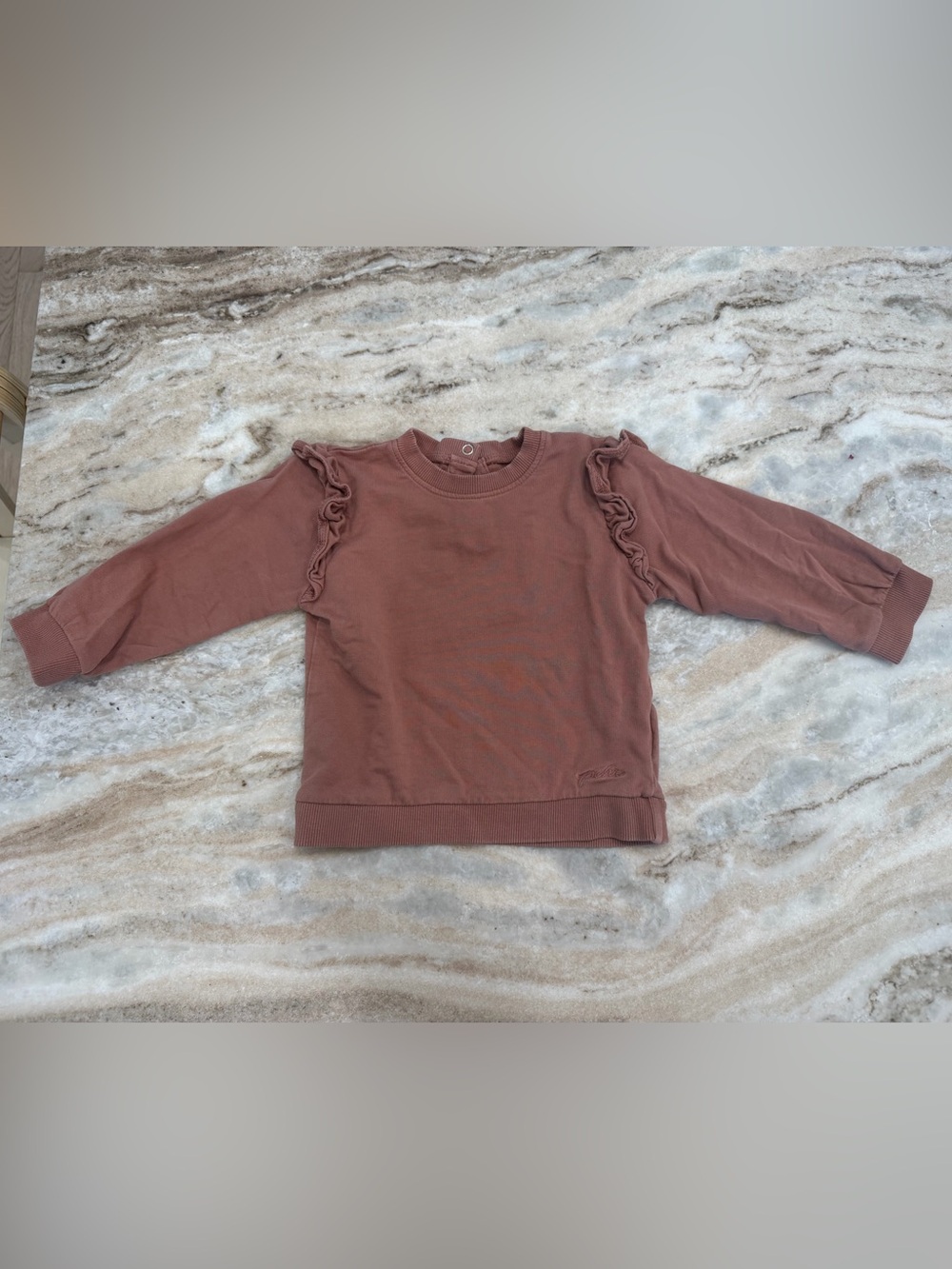 Pehr ruffle sleeve crew neck sweatshirt size 12-18m